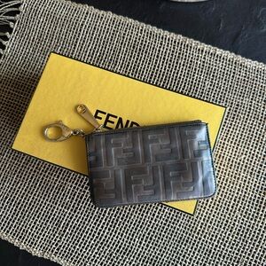 Fendi Brown Leather Card Holder